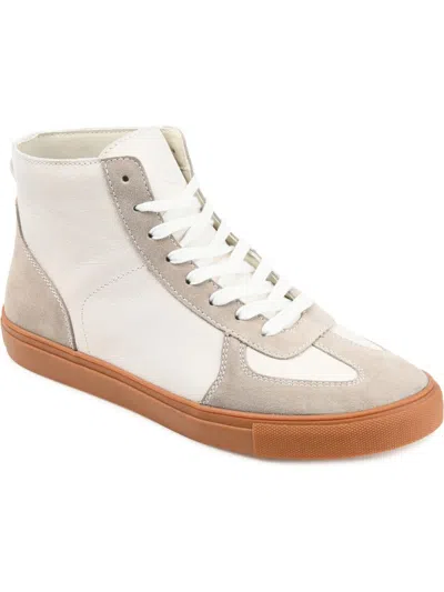 Thomas & Vine Verge Mens Leather Round Toe Casual And Fashion Sneakers In White
