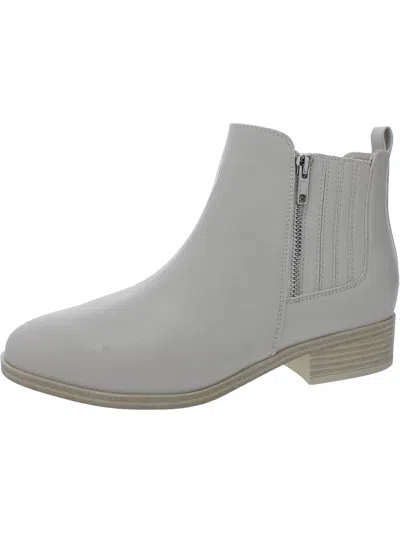 Mia Benicio Womens Faux Leather Comfort Ankle Boots In White