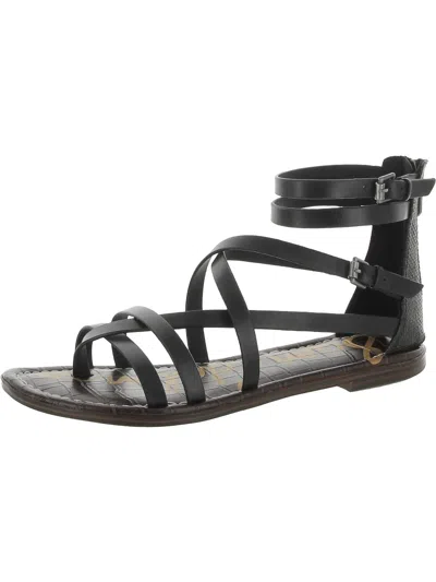 Sam Edelman Gibbs Womens Leather Ankle Strap Strappy Sandals In Black