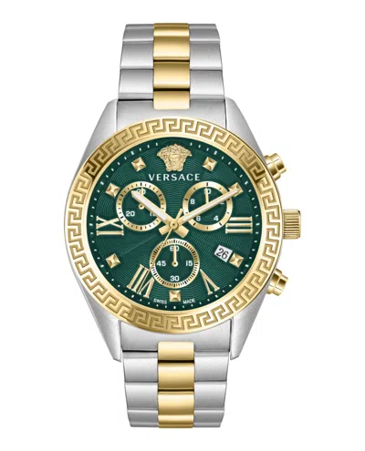 Versace Greca Chrono Bracelet Watch In Gold