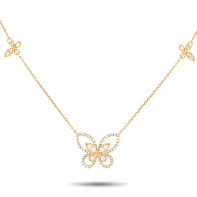 Non Branded Lb Exclusive 14k Yellow Gold 1.0ct Diamond Butterfly Necklace Nk01615-y