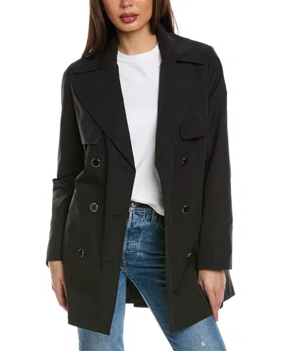 Via Spiga Double-breasted Short Trench Coat In Black