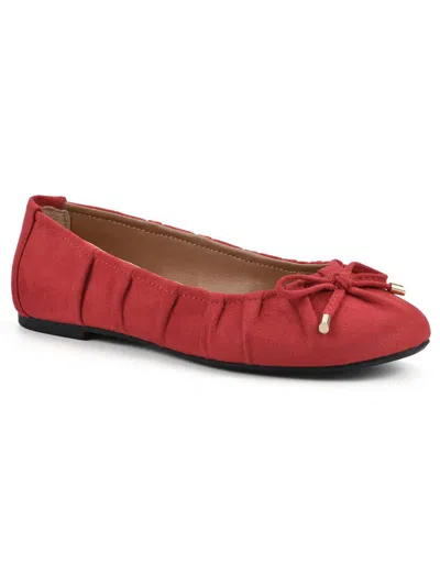 White Mountain Sakari Womens Faux Leather Ballet Loafers In Red