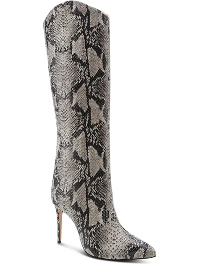 Schutz Women's Maryana Knee-high Snakeskin-embossed Leather Boots In Grey