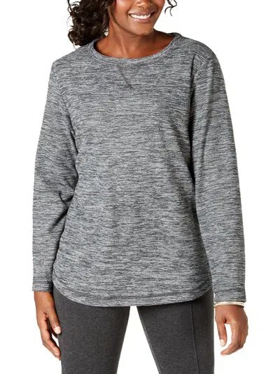 Karen Scott Sport Petites Womens Warm Comfy Blouse In Grey