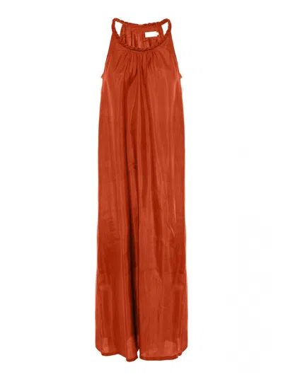 The Rose Ibiza Silk Dress In Orange