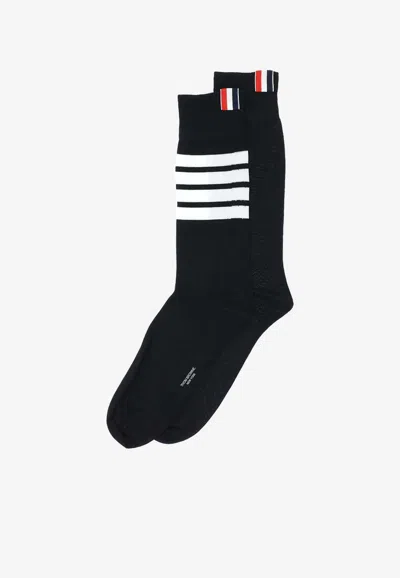 Thom Browne 4-bar Stripes Mid-calf Socks In Black