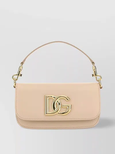 Dolce & Gabbana 3.5 Leather Shoulder Bag In Beige