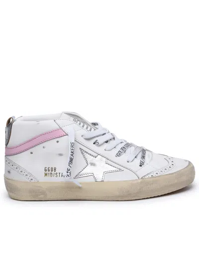 Golden Goose Woman  'mid Star' White Leather Sneakers