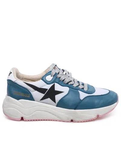 Golden Goose Woman  Running Sole Two-color Leather Blend Sneakers In Blue