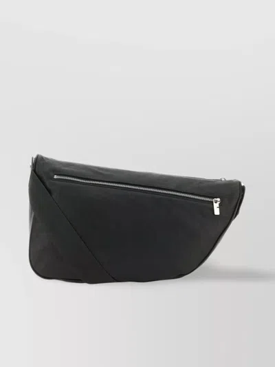 Burberry Man Slate Leather Shield Crossbody Bag In Black
