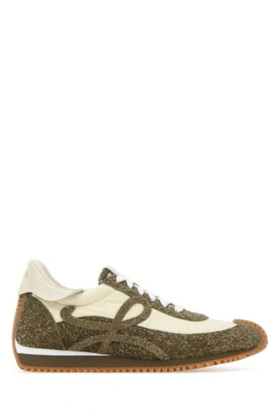 Loewe Man Two-tone Suede And Nylon Flow Runner Trainers In Multicolor