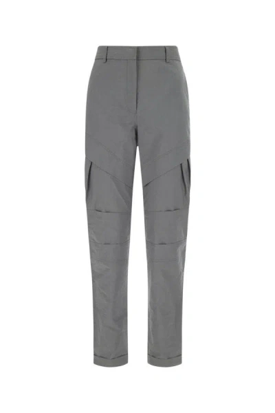Loewe Woman Dark Grey Cotton Blend Trouser In Grey