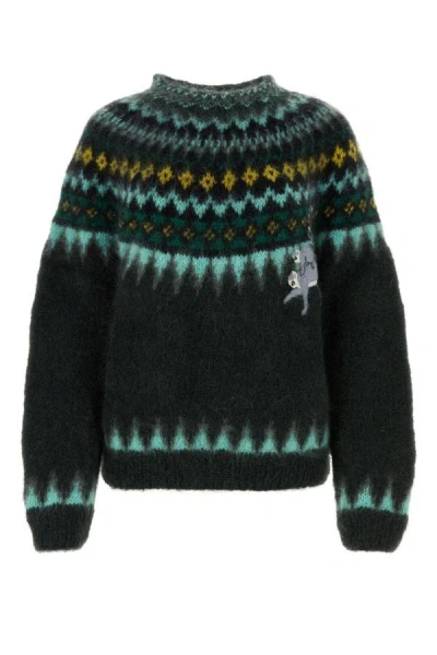 Loewe X Suna Fujita Jacquard Mohair-blend Sweater In Multicolor