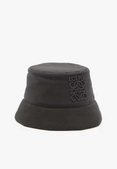 Loewe Anagram-embossed Puffer Bucket Hat In Black