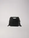 Maje Smooth Leather M Bag With Fringing In Black