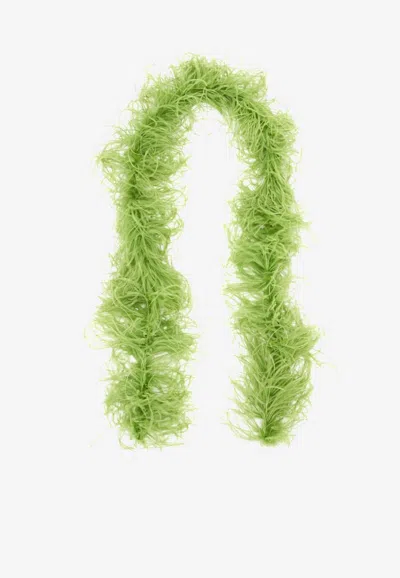 Jw Anderson Boa Feather-embellished Scarf In Green