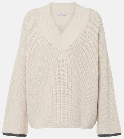 Brunello Cucinelli Cotton Sweater In Neutral