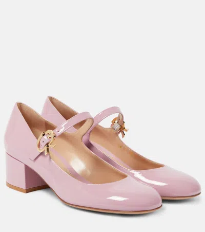 Gianvito Rossi Mary Ribbon Patent Leather Pumps In Pink