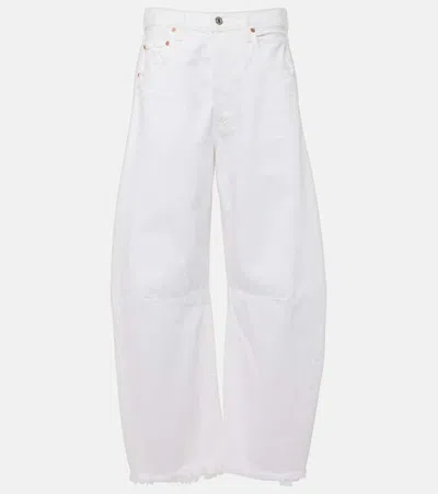 Citizens Of Humanity Horseshoe Frayed High-rise Wide-leg Jeans In White