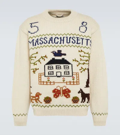 Bode Homestead Sampler Wool Sweater In Neutral
