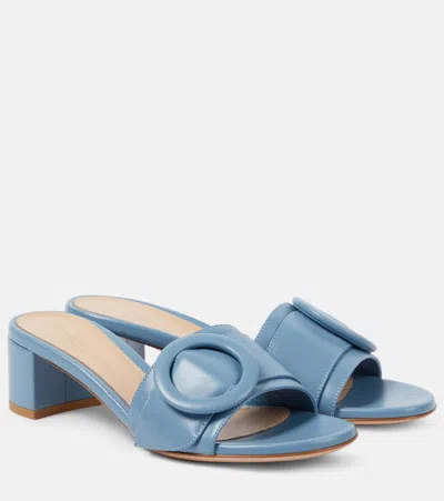 Gianvito Rossi Venezia 45 Leather Mules In Blue