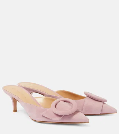 Gianvito Rossi Portofino 55 Suede Mules In Pink