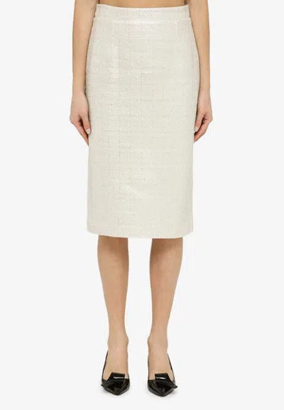 Federica Tosi Silver Cotton Blend Midi Skirt In Gold