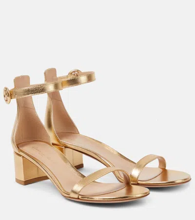 Gianvito Rossi Gaeta 45 Metallic Leather Sandals In Gold