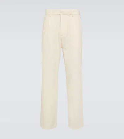 Auralee Cotton And Silk Straight Pants In White