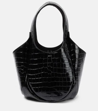 Coperni Croco Leather Bucket Bag In Black