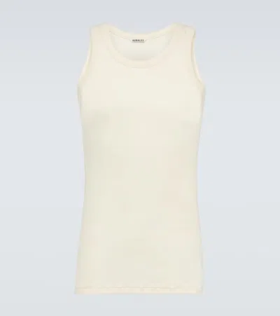 Auralee Ribbed-knit Cotton Tank Top In White