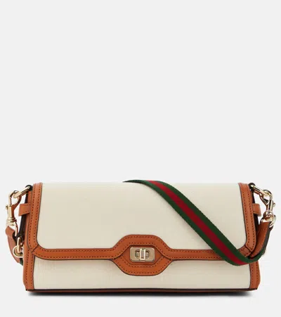Gucci Luce Small Canvas Shoulder Bag In Brown