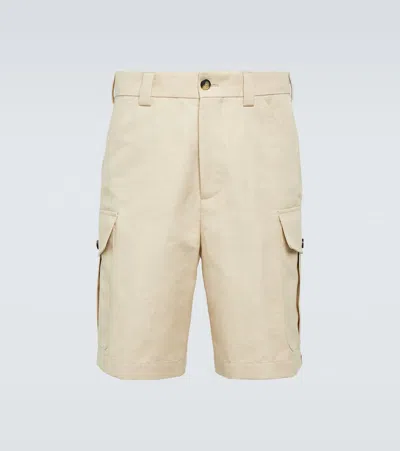 Loro Piana Bizen Wide-leg Cotton And Linen-blend Canvas Cargo Shorts In Beige