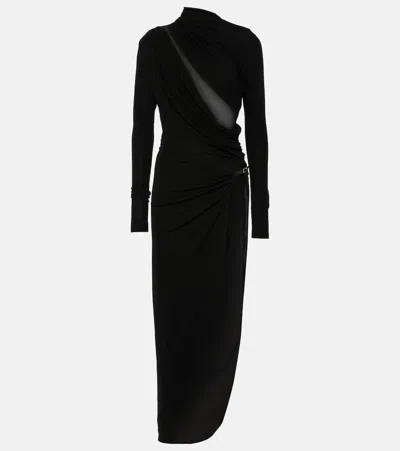 Christopher Esber Asymmetric Draped Cutout Midi Dress In Black
