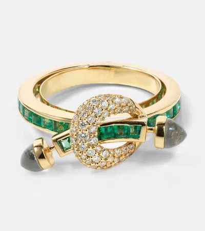 Ananya Chakra 18kt Gold Ring With Emeralds And Diamonds