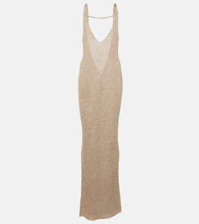 Bananhot Sunny Lamé Maxi Dress In Gold