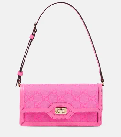 Gucci Luce Mini Gg Canvas Shoulder Bag In Pink