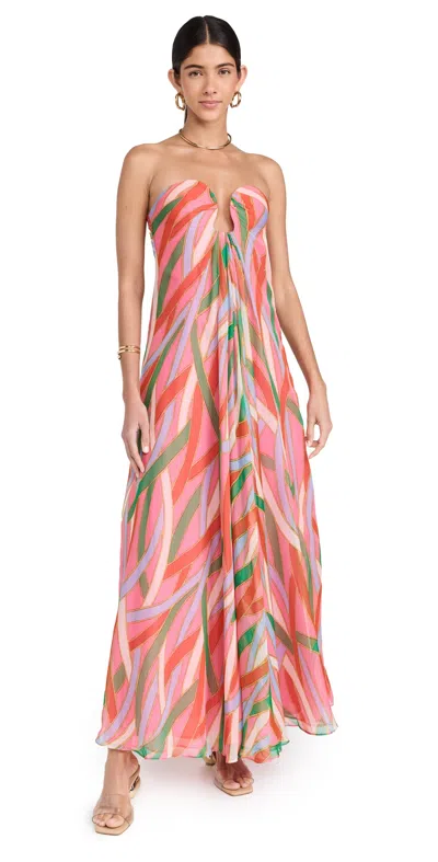 Cult Gaia Misa Vintage Stripe-print Gown In Pink