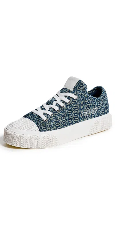 Marc Jacobs The Monogram Denim Trainers In Blue