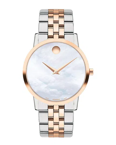Movado Museum Classic Ladies Quartz Watch 0607629 In Two Tone  / Gold Tone / Mother Of Pearl / Rose / Rose Gold Tone / White