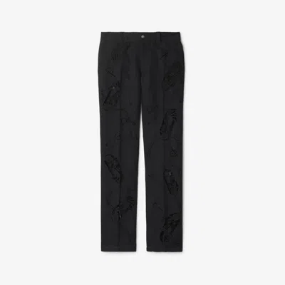 Burberry Broderie Anglaise Canvas Trousers In Black