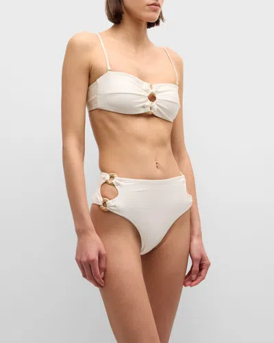 Cult Gaia Pisa High-waisted Bikini Bottoms In Off White