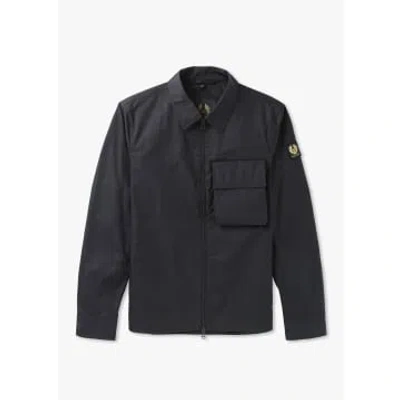 Belstaff Runner Logo-appliquéd Cotton-blend Gabardine Overshirt In Black