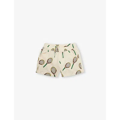 Mini Rodini Kids' Tennis Graphic-print Shorts In Offwhite