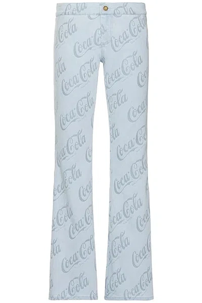 Erl Jacquard Denim Flare Pants Woven In Grey Coca Cola