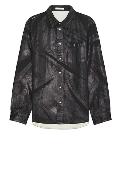 Helmut Lang Shirt Jacket In Black Distress Metal Crash