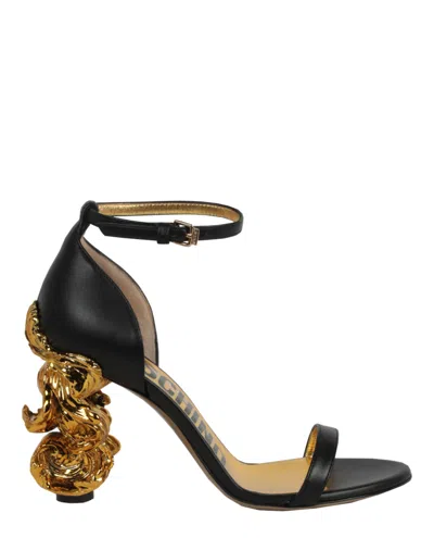 Moschino Sculpted Baroque Heel Sandals In Gold