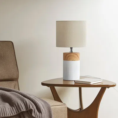 Simplie Fun Nicolo Textured Ceramic Table Lamp In White