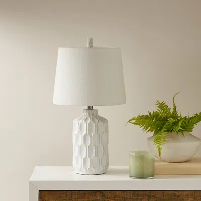 Simplie Fun Contour Ceramic Table Lamp In White